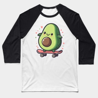 Cool funny avocado skateboarding Baseball T-Shirt